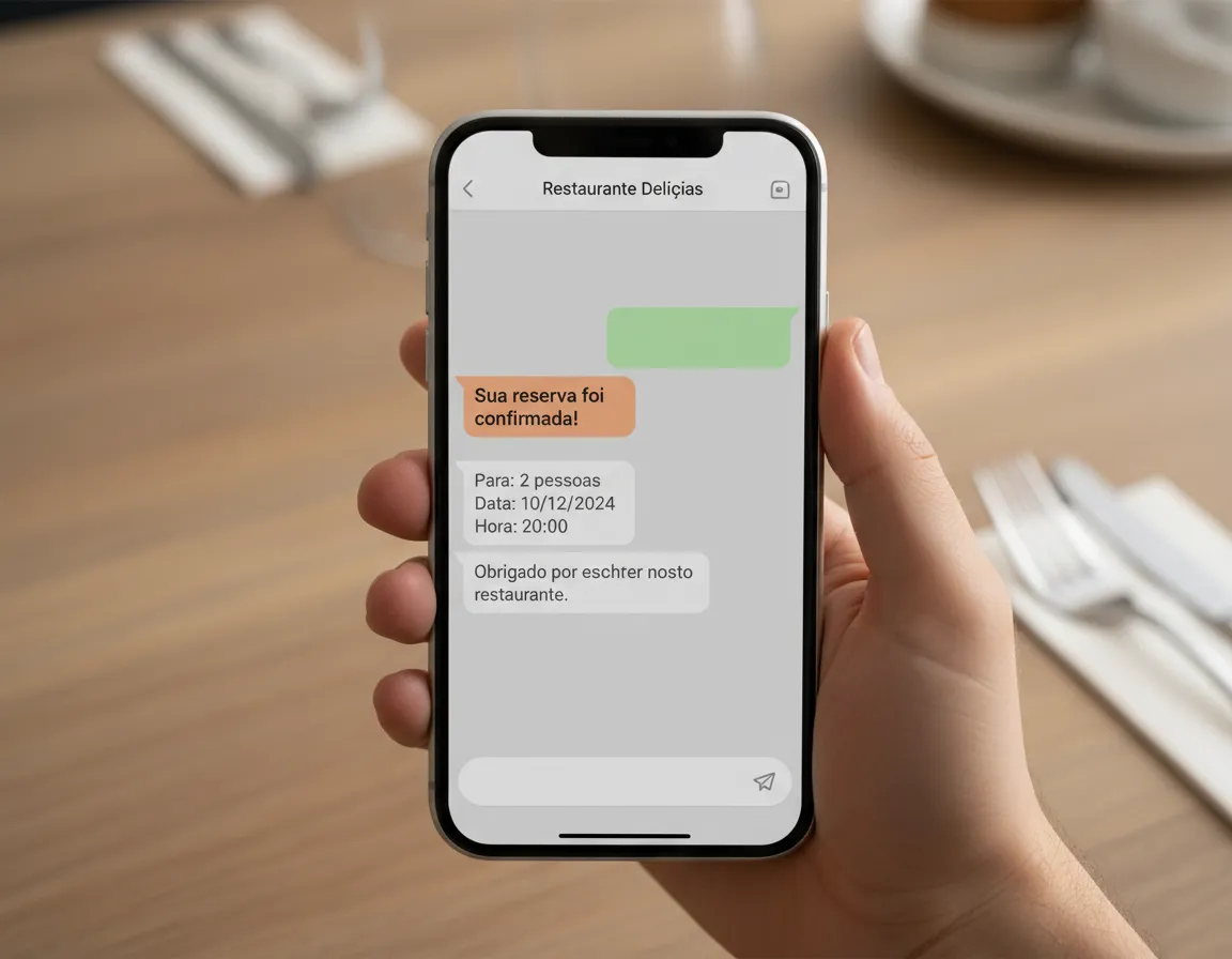 Tela de celular com confirmação de reserva de restaurante